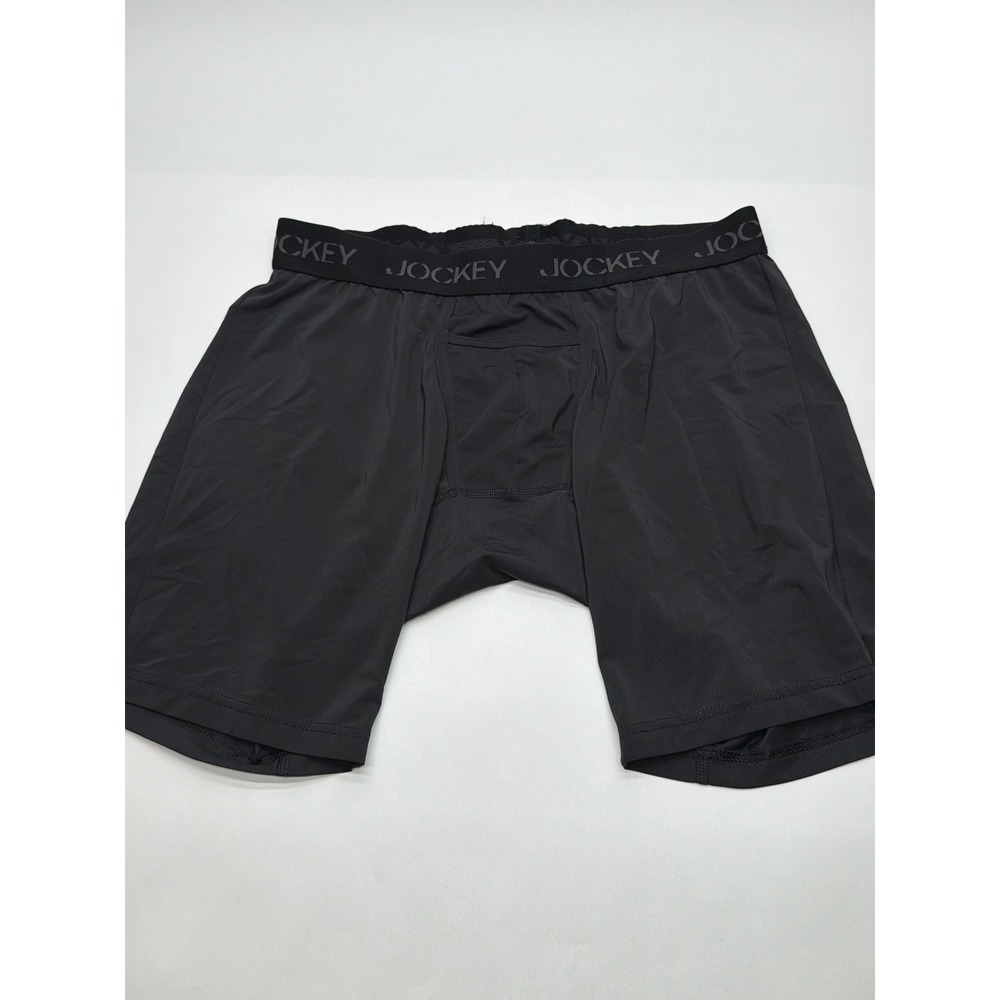 Jockey Sport Cooling Mesh Performance Boxer Briefs Black Mens Large Long Leg